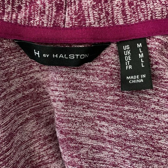 H by Halston Cardigan Sweater M Maroon Red Tie Waist Stretch Knit - Picture 6 of 6